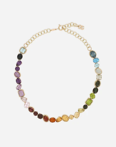 Rainbow Necklace 18-carat yellow gold and multicolored gems