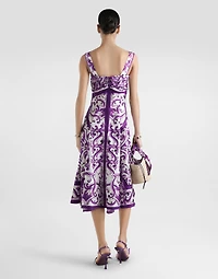Majolica-print silk twill dress