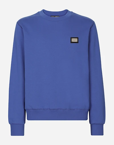 Jersey sweatshirt with branded tag