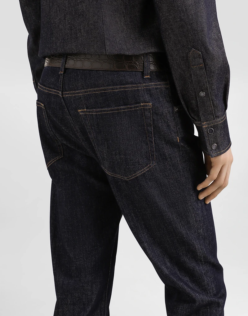 Slim-fit stretch cotton jeans with patch