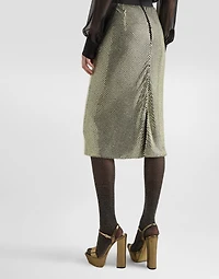 Midi pencil skirt crystal mesh