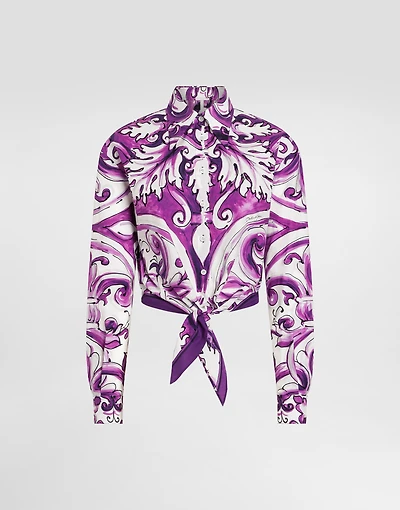 Majolica-print poplin shirt