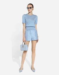 Floral quilted jacquard shorts