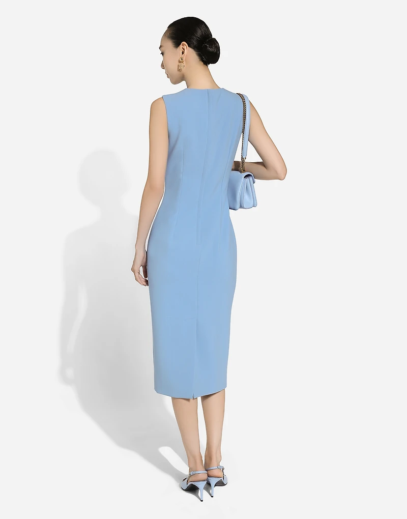 Wool crêpe calf-length sheath dress