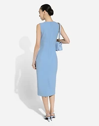 Wool crêpe calf-length sheath dress