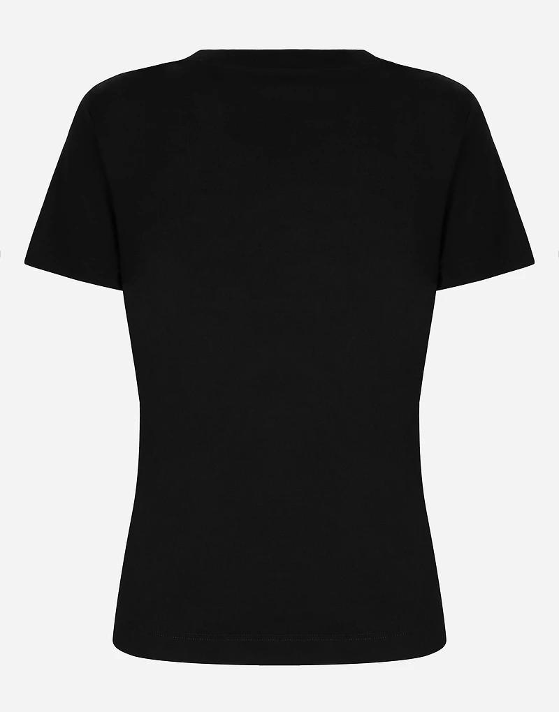 Jersey T-shirt with logo embroidery on neck