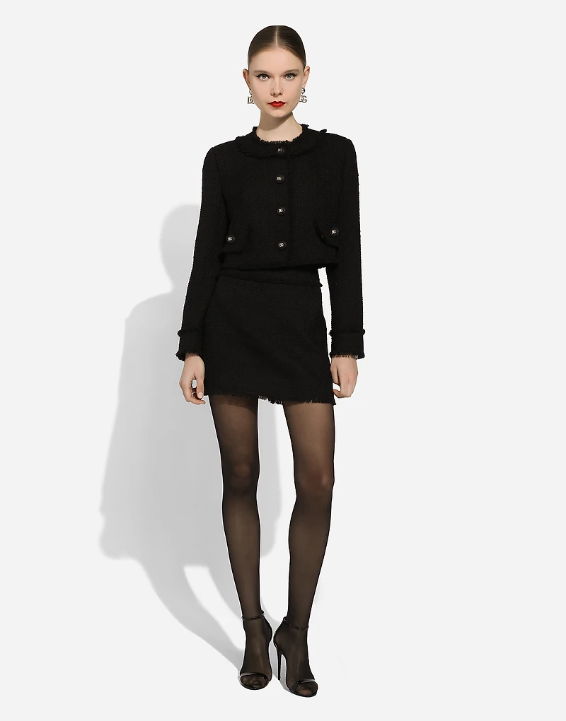 Raschel tweed miniskirt