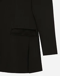 One-shoulder wool gabardine jacket