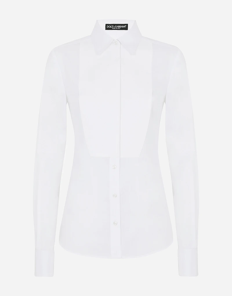 Stretch poplin tuxedo shirt