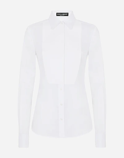 Stretch poplin tuxedo shirt