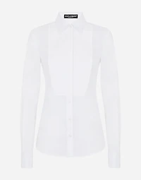 Stretch poplin tuxedo shirt