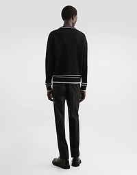 Oversized cotton piqué cardigan with buttons
