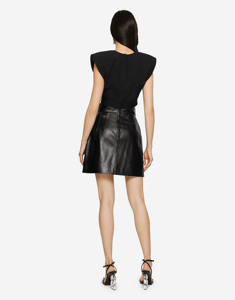 Short leather skirt