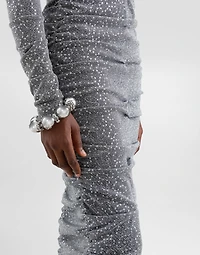 Sequined draped calf-length dress