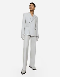 Stretch wool twill pants with straight leg