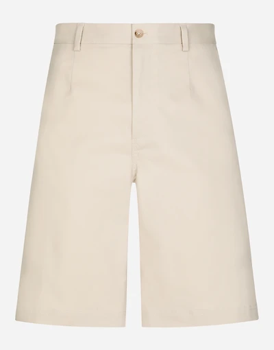 Stretch cotton shorts with branded tag