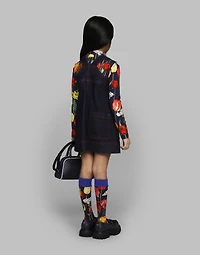 Denim dress with branded tag