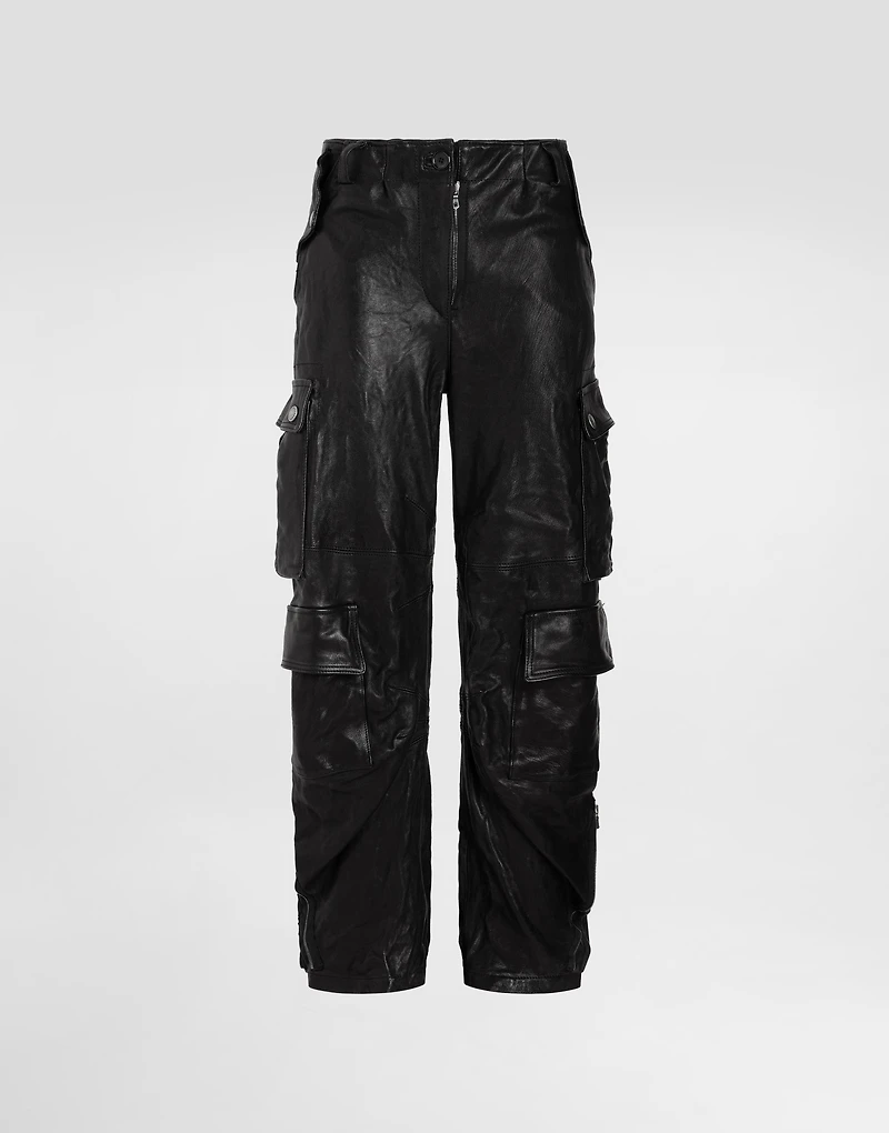 Leather cargo pants