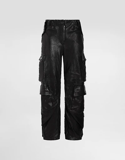 Leather cargo pants