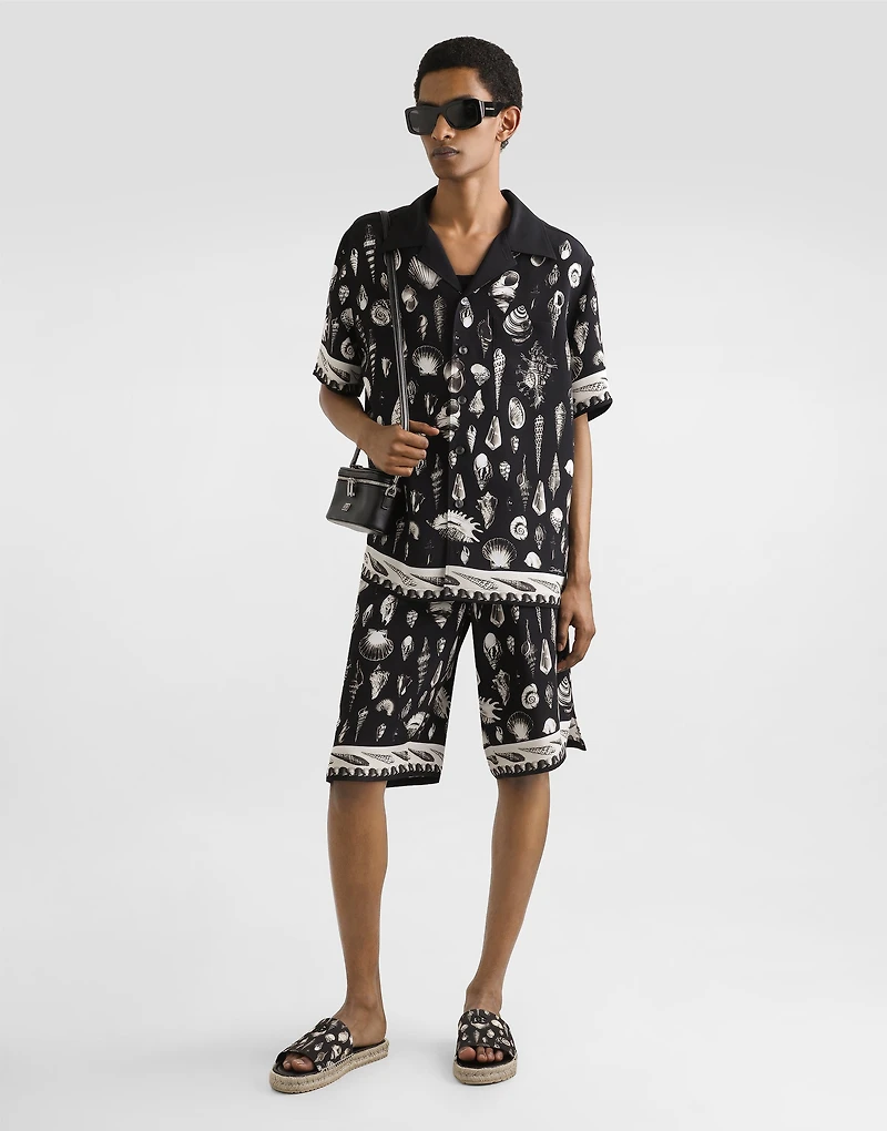 shell-print marocaine crêpe trousers