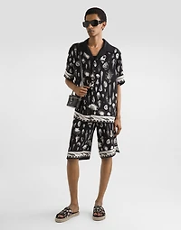 shell-print marocaine crêpe trousers