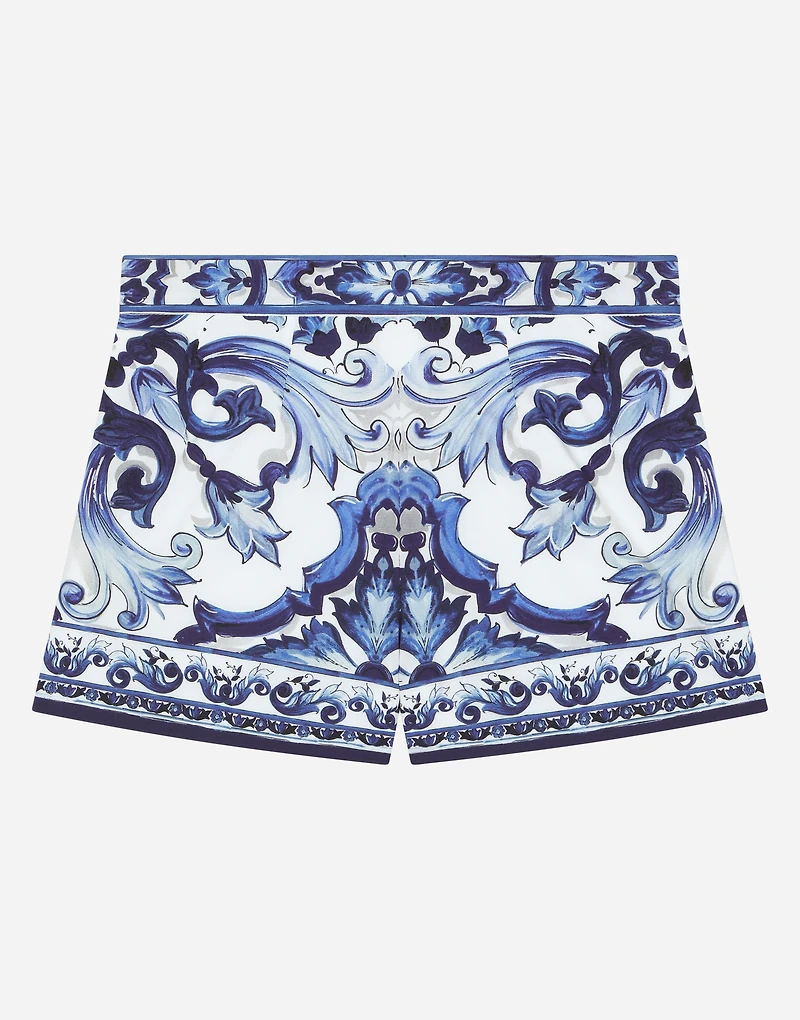 Majolica-print poplin shorts