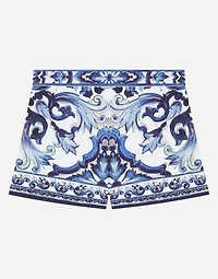 Majolica-print poplin shorts