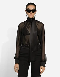 Chiffon pussy-bow blouse