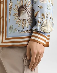 Shell-print silk twill vanity shirt