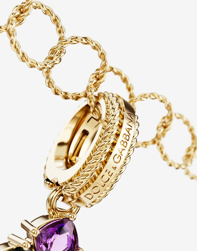 Charm A Lettering 18-carat yellow gold and multicolored gems