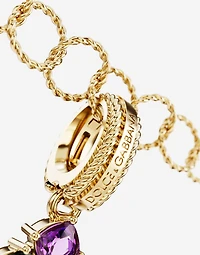 Charm A Lettering 18-carat yellow gold and multicolored gems