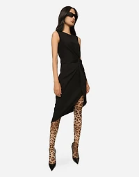 Calf-length dress jersey Milano rib with draping