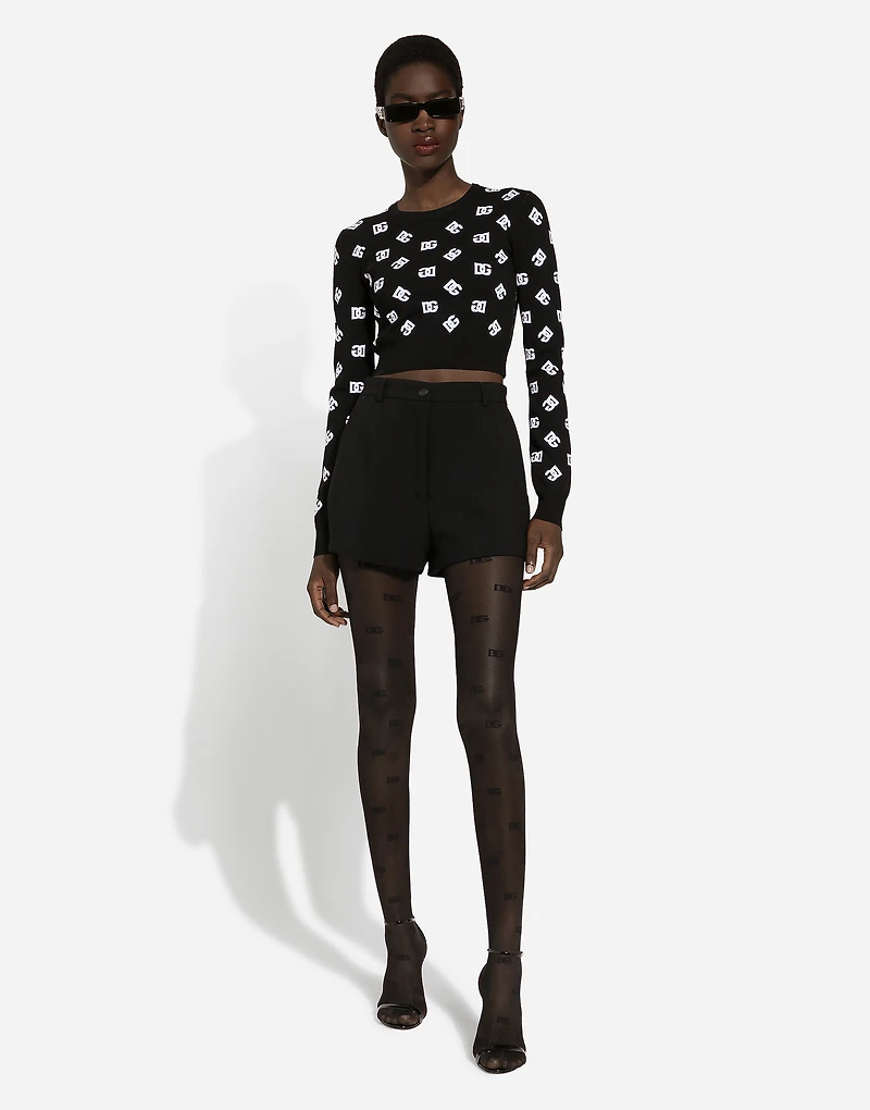 Double wool crepe shorts