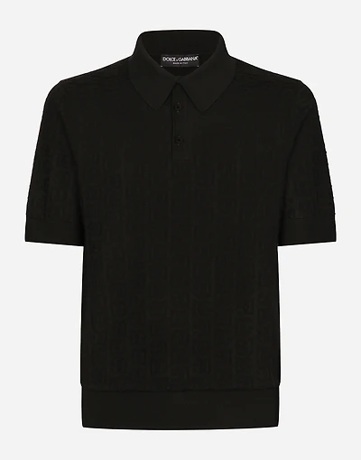 Silk jacquard polo-shirt with DG logo