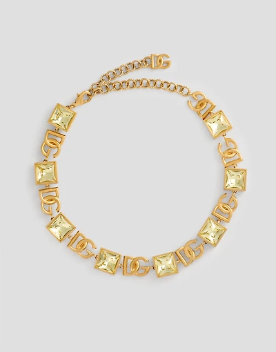 Necklace with DG logo and rhinestones