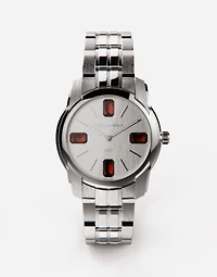 Steel and rhodolite watch