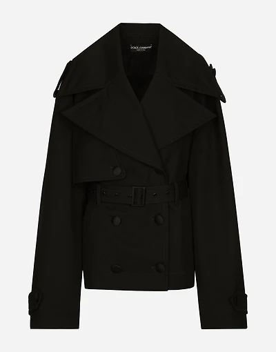 Double-breasted jacket with cotton belt