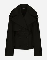 Double-breasted jacket with cotton belt