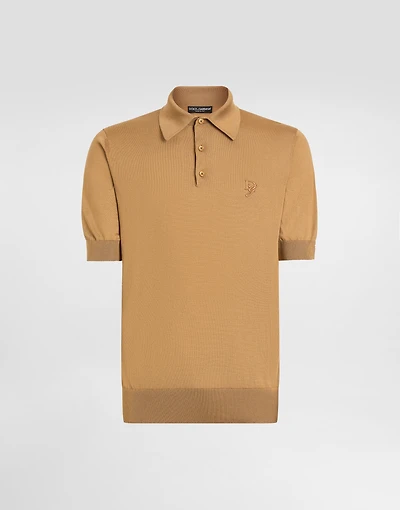 Silk polo-shirt with logo embroidery