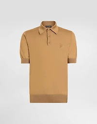 Silk polo-shirt with logo embroidery