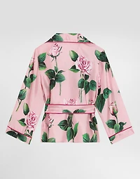 Twill shirt with rose print