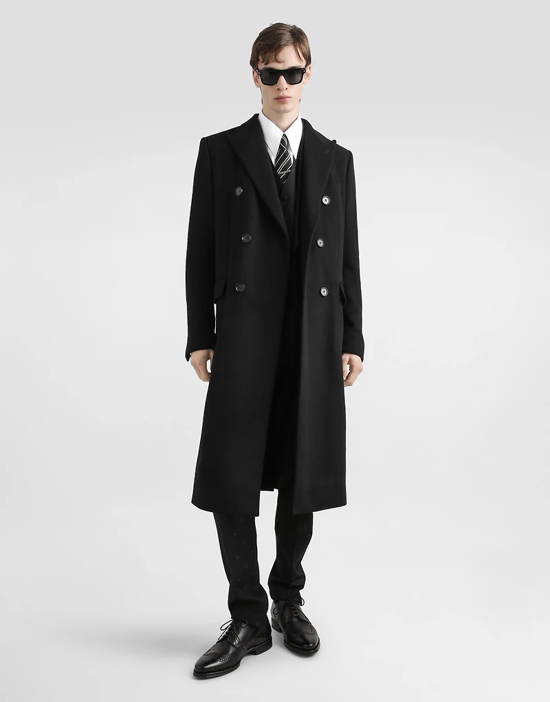 Double-breasted cashmere wool coat