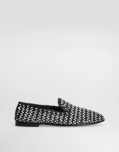 Woven leather slippers