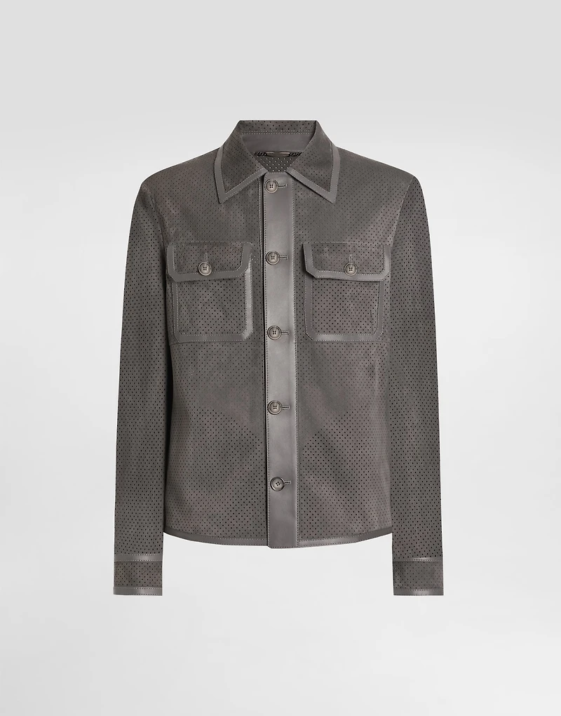 Perforated lambskin jacket