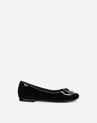 Patent leather ballet flats with metal DG logo