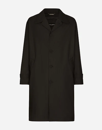 Nylon trench coat with logo tag