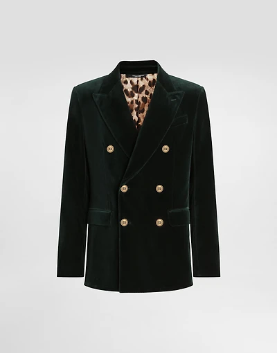 Double-breasted sicilia light cotton velvet jacket