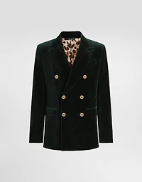Double-breasted sicilia light cotton velvet jacket