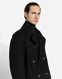 Short wool military-style coat