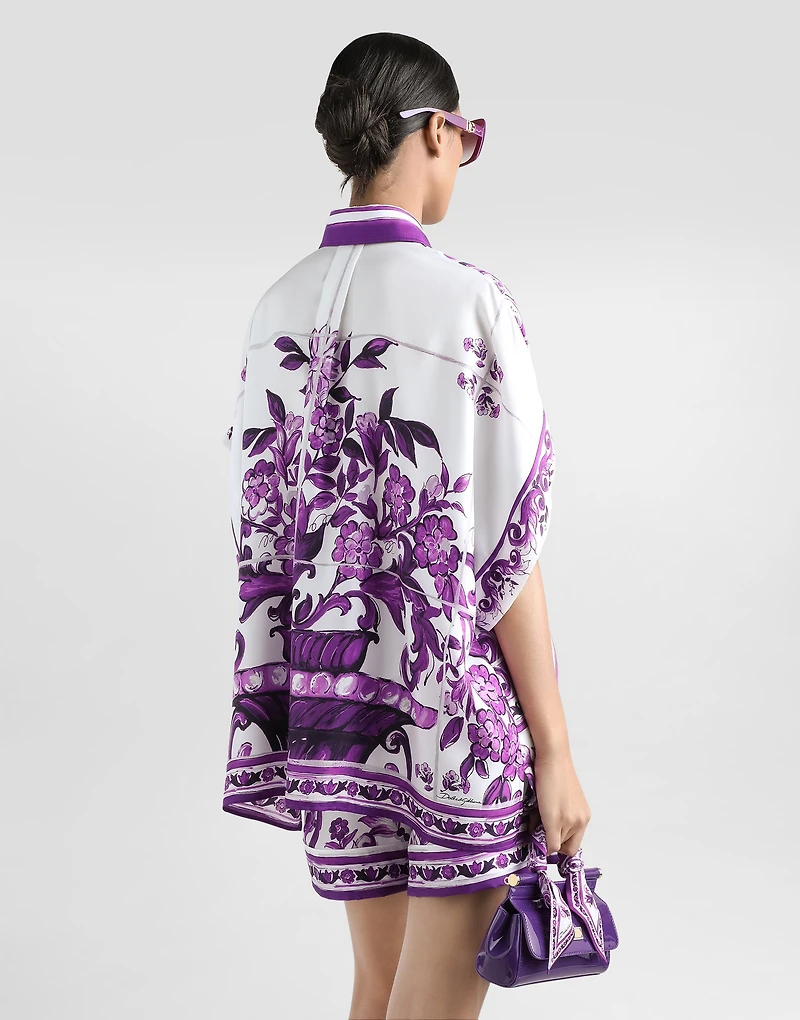 Majolica-print twill shirt
